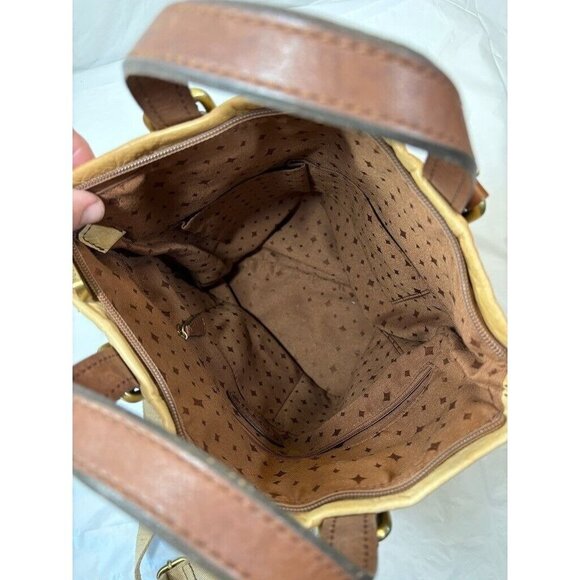 Fossil Explorer Leather Fold Over Crossbody Hobo Tote Shoulder Bag Tan - Picture 13 of 16